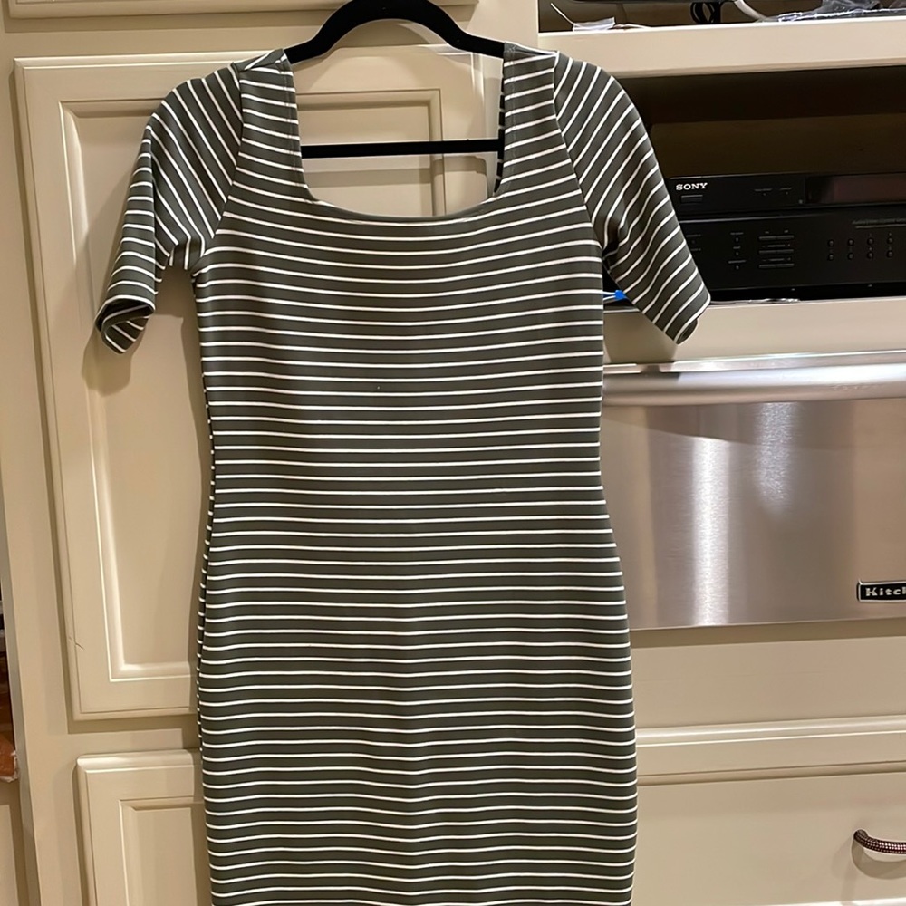 Striped fitted dress with back zipper